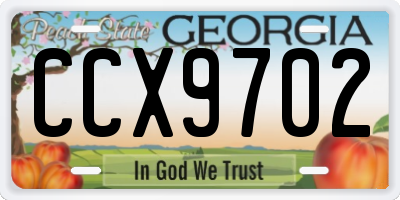 GA license plate CCX9702