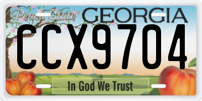 GA license plate CCX9704