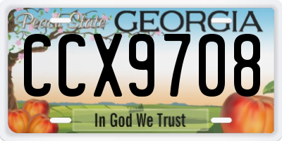 GA license plate CCX9708