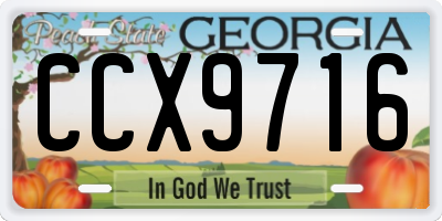 GA license plate CCX9716