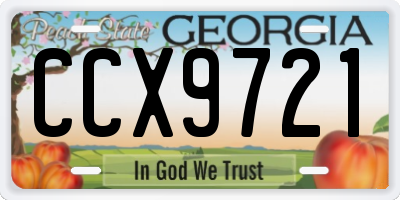 GA license plate CCX9721