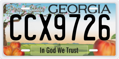 GA license plate CCX9726