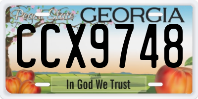 GA license plate CCX9748