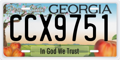 GA license plate CCX9751
