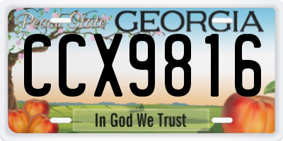 GA license plate CCX9816