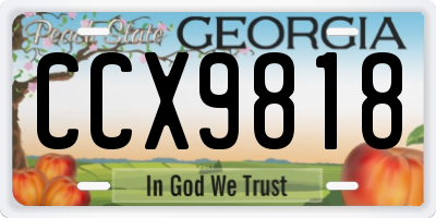 GA license plate CCX9818