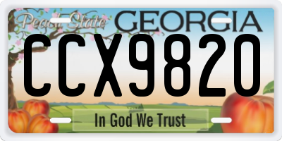 GA license plate CCX9820