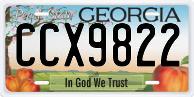 GA license plate CCX9822
