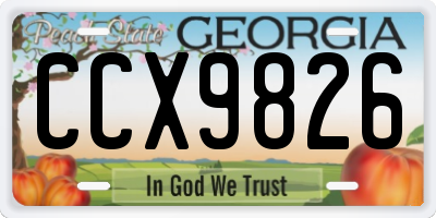 GA license plate CCX9826