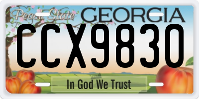 GA license plate CCX9830