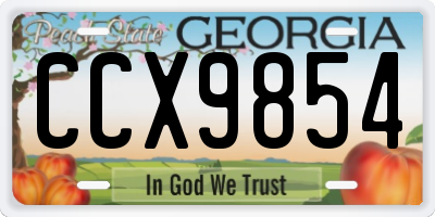 GA license plate CCX9854
