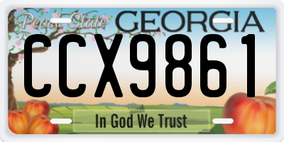 GA license plate CCX9861