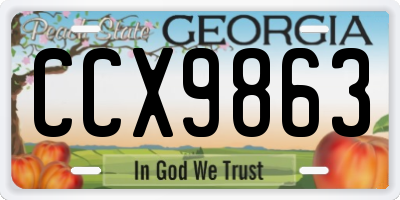 GA license plate CCX9863
