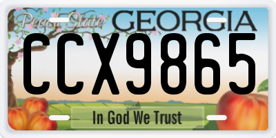 GA license plate CCX9865
