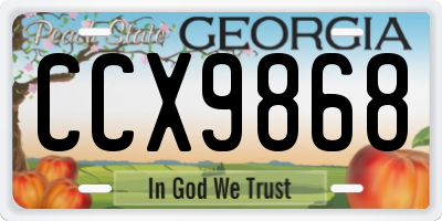GA license plate CCX9868
