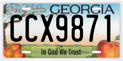 GA license plate CCX9871