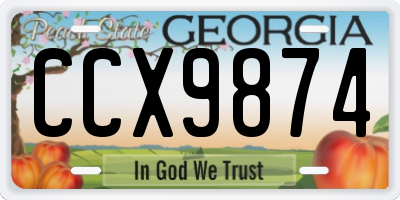 GA license plate CCX9874