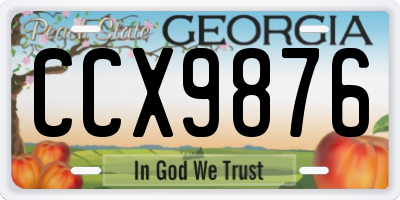 GA license plate CCX9876