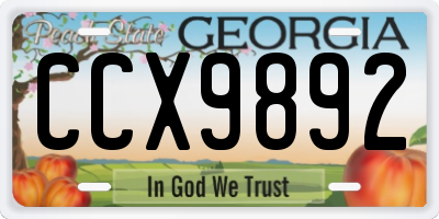 GA license plate CCX9892