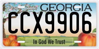 GA license plate CCX9906