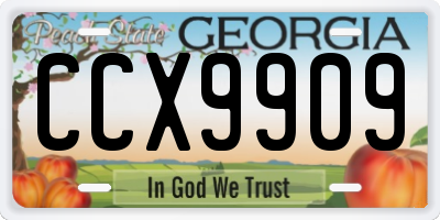 GA license plate CCX9909