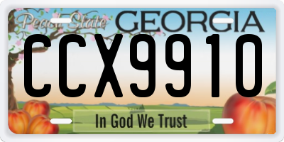 GA license plate CCX9910