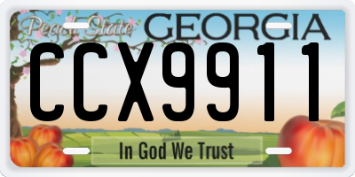 GA license plate CCX9911