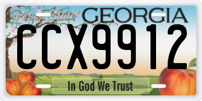 GA license plate CCX9912