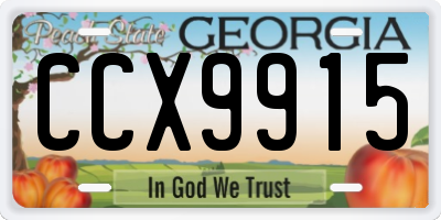 GA license plate CCX9915