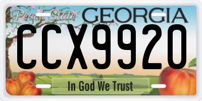 GA license plate CCX9920
