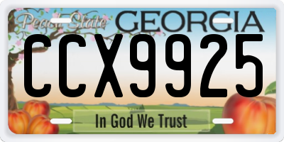 GA license plate CCX9925