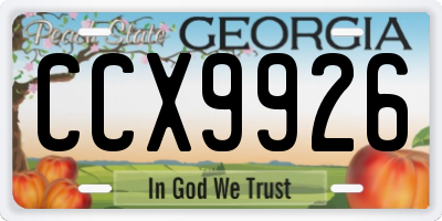 GA license plate CCX9926