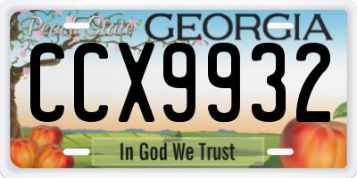 GA license plate CCX9932