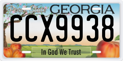 GA license plate CCX9938