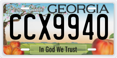 GA license plate CCX9940
