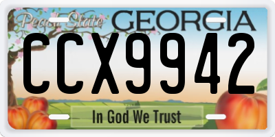 GA license plate CCX9942