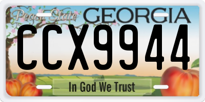 GA license plate CCX9944