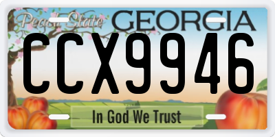 GA license plate CCX9946