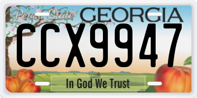 GA license plate CCX9947