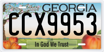 GA license plate CCX9953