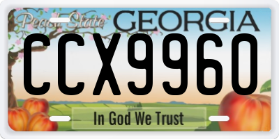 GA license plate CCX9960
