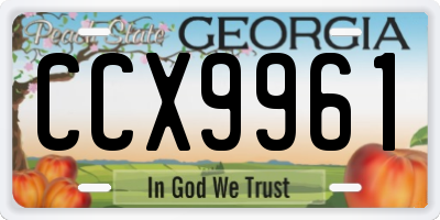 GA license plate CCX9961