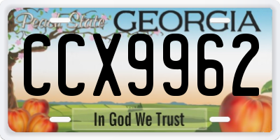GA license plate CCX9962