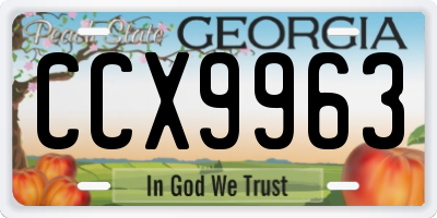 GA license plate CCX9963