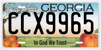 GA license plate CCX9965