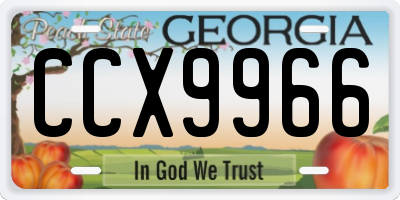 GA license plate CCX9966