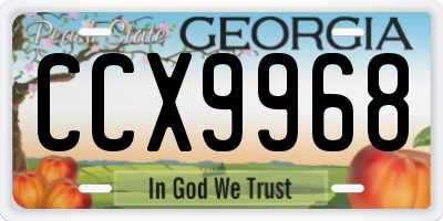 GA license plate CCX9968