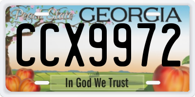 GA license plate CCX9972