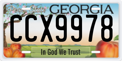 GA license plate CCX9978