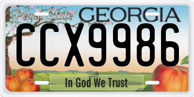 GA license plate CCX9986